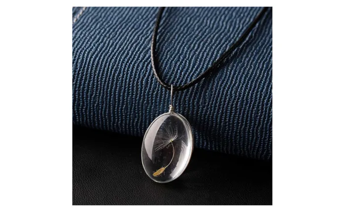 sparklingselections Necklaces Glass Bottle Natural Dandelion Seed in Glass Pendant Long Necklace sparklingselections Necklaces Glass Bottle Natural Dandelion Seed in Glass Pendant Long Necklace