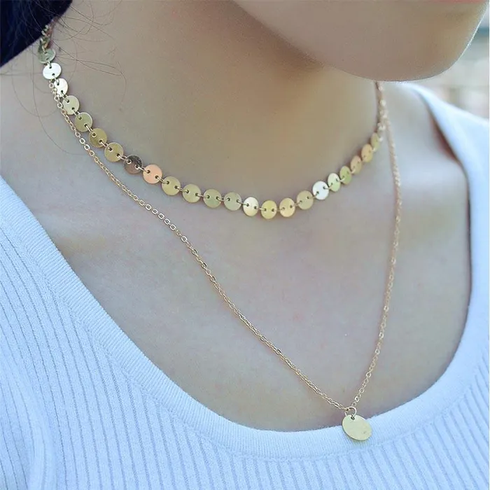 sparklingselections Necklaces new Multi Simple Women Coin Tassel Chain Choker Necklace sparklingselections Necklaces new Multi Simple Women Coin Tassel Chain Choker Necklace