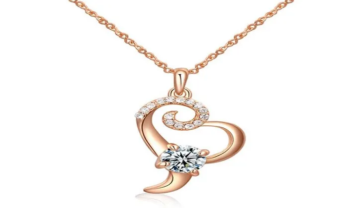 sparklingselections Necklaces Women Gold Plated Crystal Heart Shape Pendant Necklace sparklingselections Necklaces Women Gold Plated Crystal Heart Shape Pendant Necklace