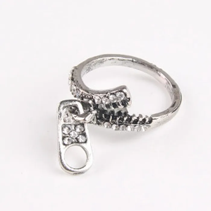 sparklingselections Rings Zipper Made Retro Antique Silver Plated Punk Alloy Ring