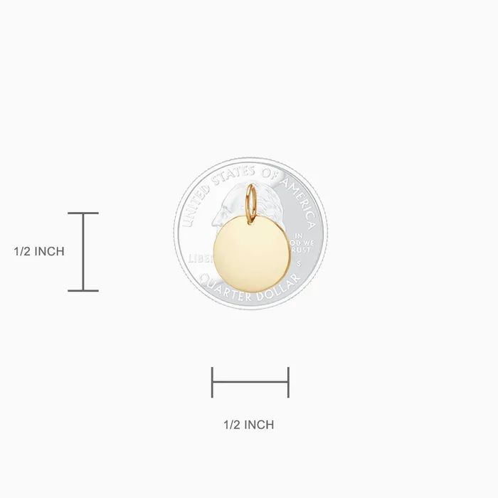 12 inch Engravable 14k Gold Disc Charm Necklace with Link Chain Small Sandy Steven Engravers Necklaces