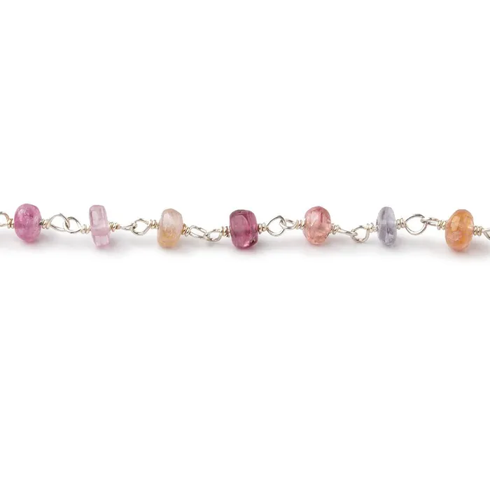 4mm Multi Color Spinel Plain Rondelles on 925 Silver Hand Wrapped Chain Beadsofcambaycom Necklaces 4mm Multi Color Spinel Plain Rondelles on 925 Silver Hand Wrapped Chain Beadsofcambaycom Necklaces