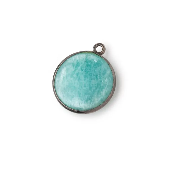 Beadsofcambaycom Necklaces 17mm Black Gold 925 Bezel Amazonite Plain Coin Pendant 1 Focal Bead Beadsofcambaycom Necklaces 17mm Black Gold 925 Bezel Amazonite Plain Coin Pendant 1 Focal Bead
