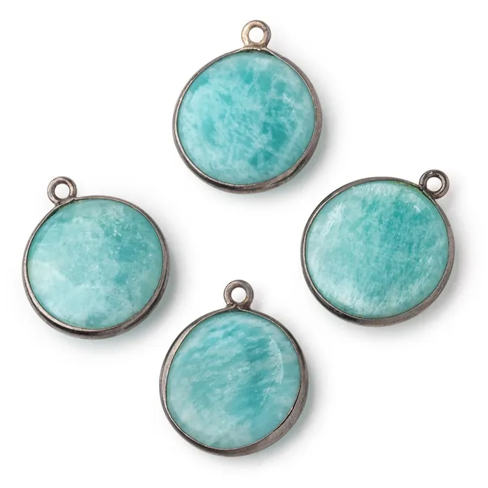 Beadsofcambaycom Necklaces 17mm Black Gold 925 Bezel Amazonite Plain Coin Pendant 1 Focal Bead Beadsofcambaycom Necklaces 17mm Black Gold 925 Bezel Amazonite Plain Coin Pendant 1 Focal Bead