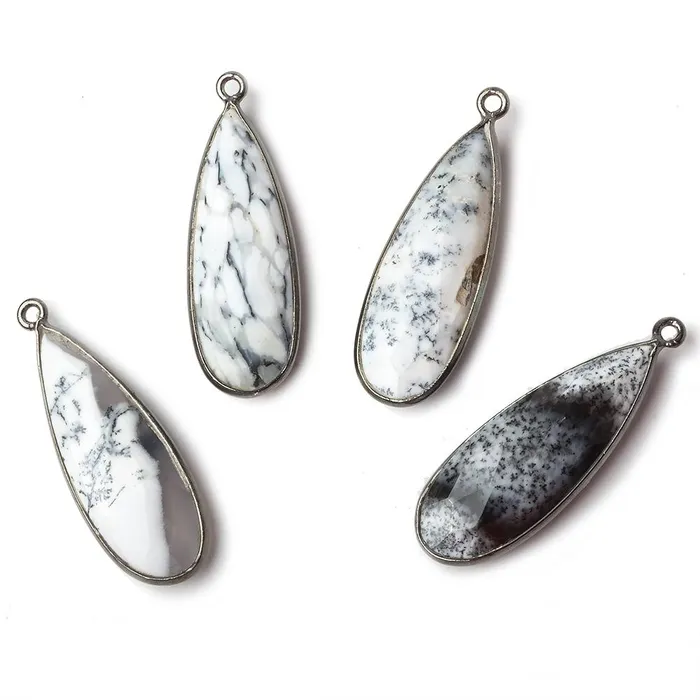 Beadsofcambaycom Necklaces 30x12mm Black Gold 925 Silver Bezeled Opaque Dendritic Opal faceted Pear Focal Pendant 1 piece Beadsofcambaycom Necklaces 30x12mm Black Gold 925 Silver Bezeled Opaque Dendritic Opal faceted Pear Focal Pendant 1 piece