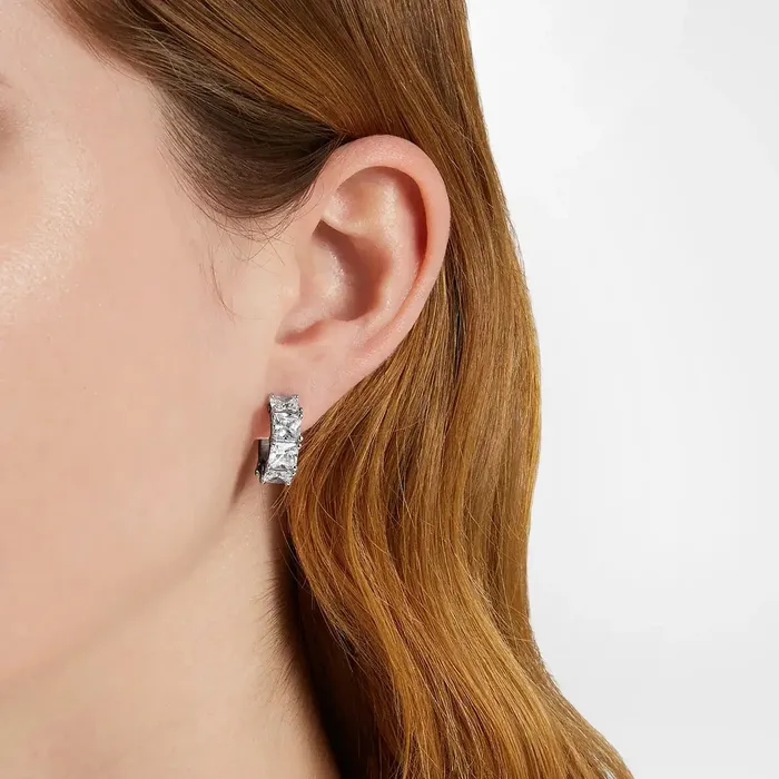 Chiara Ferragni Earrings Womens Chiara Ferragni hoop earrings rhodiumplated with zircons 16 cm