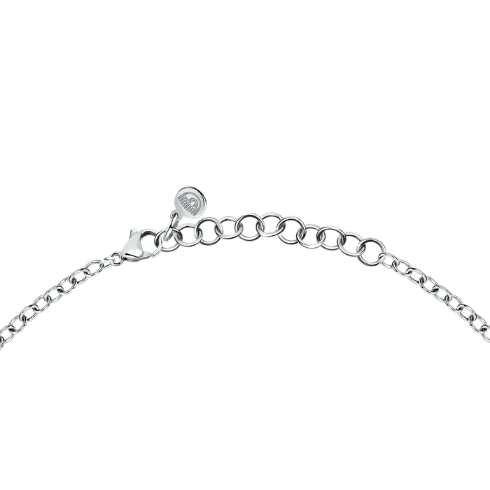 Chiara Ferragni womens necklace rhodiumplated with zircons and a pink zircon heart Chiara Ferragni Necklaces