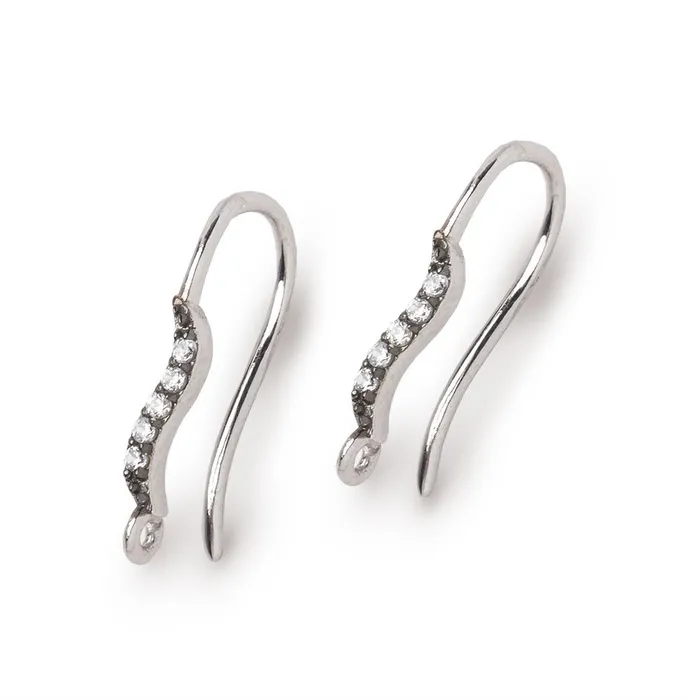 Earrings 17mm CZ Two Tone Ear Wire Set of 2 pieces Beadsofcambaycom