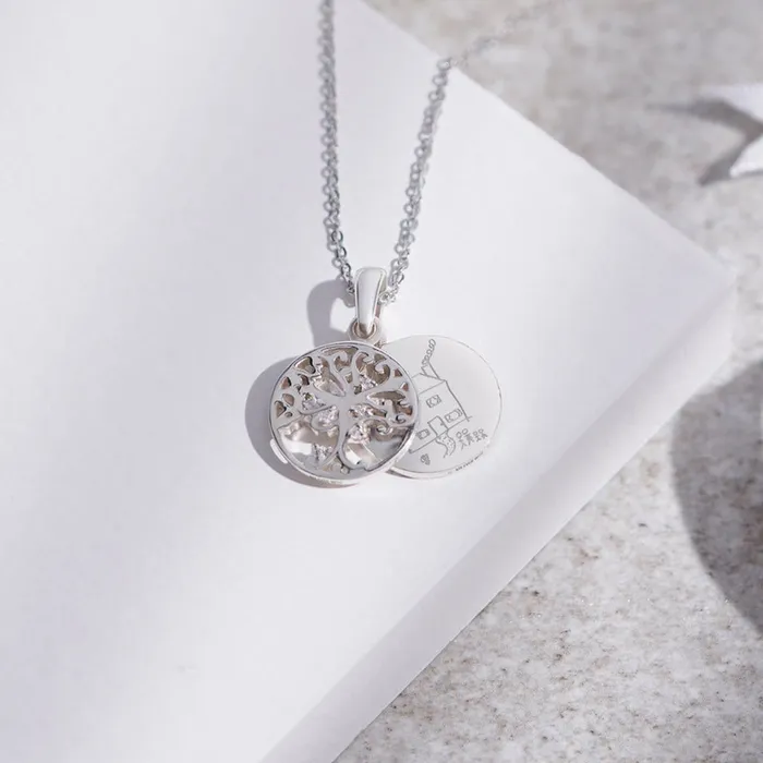 EverWith Engraved Small Tree of Life Drawing Memorial Pendant with Fine Crystal EverWith Necklaces EverWith Engraved Small Tree of Life Drawing Memorial Pendant with Fine Crystal EverWith Necklaces