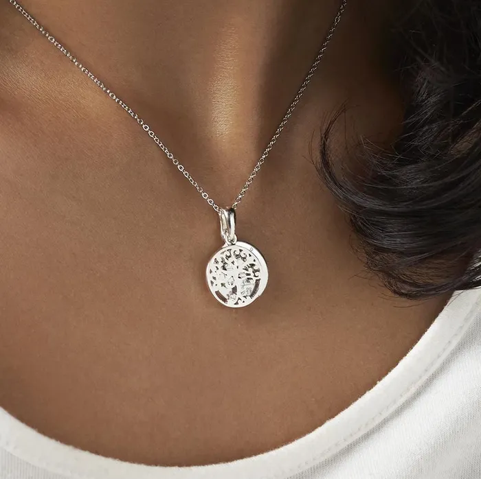 EverWith Engraved Small Tree of Life Drawing Memorial Pendant with Fine Crystal EverWith Necklaces