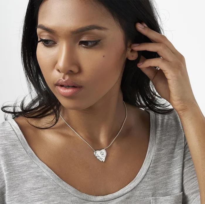 EverWith EverWith Engraved Winged Heart Pawprint Memorial Necklace Necklaces