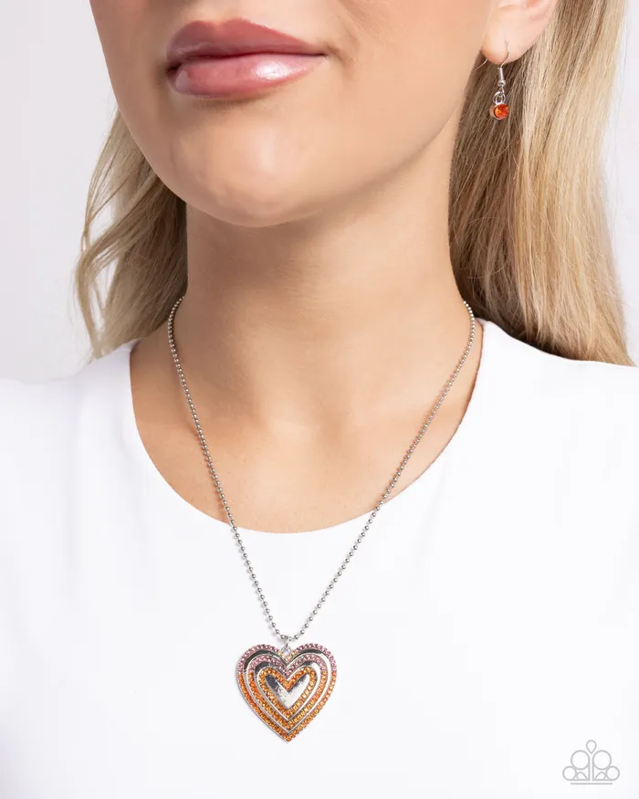 Necklaces Paparazzi Accessories Hallucinatory Hearts Orange Heart Necklace Jewelry by Bretta