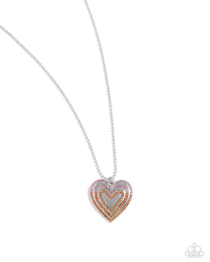 Necklaces Paparazzi Accessories Hallucinatory Hearts Orange Heart Necklace Jewelry by Bretta