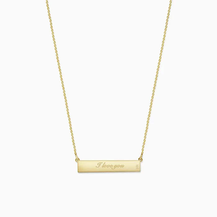 Necklaces Sandy Steven Engravers Engravable 125 inch 14k Gold Diamond SWEETIE Horizontal Name Bar Necklace