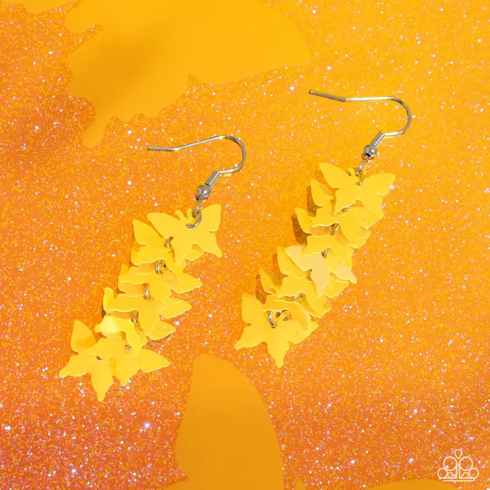 Paparazzi Accessories Earrings Aerial Ambiance Yellow Butterfly Earrings Jewelry by Bretta