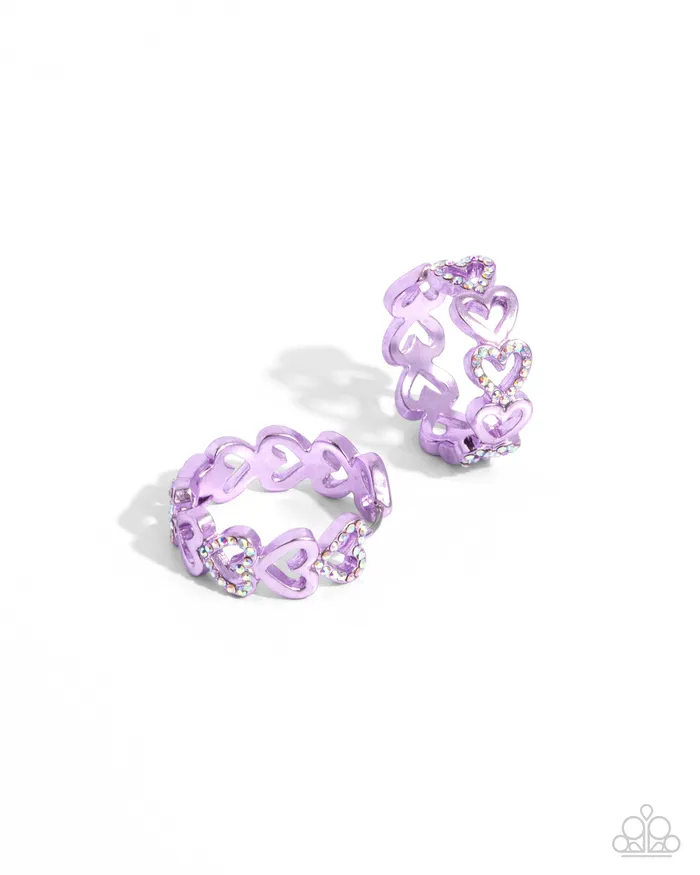 Paparazzi Accessories Earrings Historic Hearts Purple Hoop Earrings Jewelry by Bretta