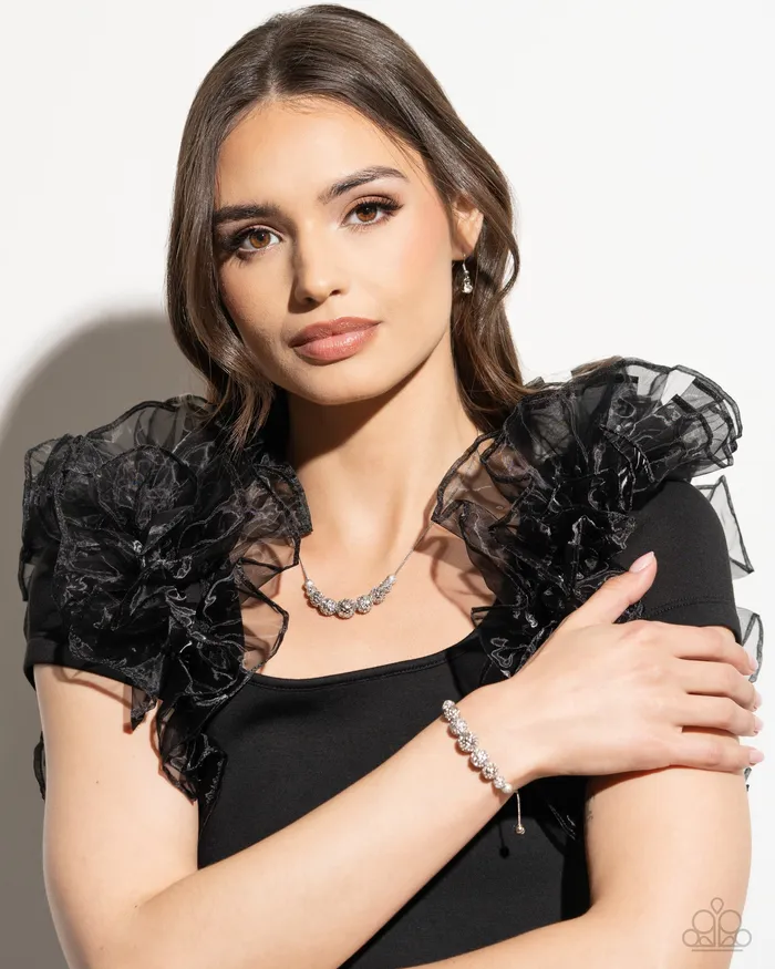 Paparazzi Accessories Necklaces Gilded Gift White Rhinestone Necklace and Bracelet Set Jewelry by Bretta