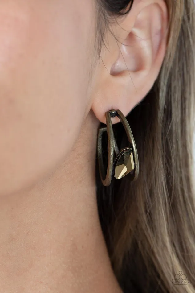 Paparazzi Accessories Unrefined Reverie Brass Earrings Jewelry by Bretta Earrings