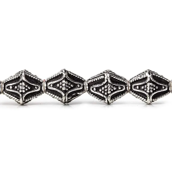 Rings Beadsofcambaycom 10x8mm Antiqued Sterling Silver Plated Copper Granulated Design BiCone 8 inch 20 pcs