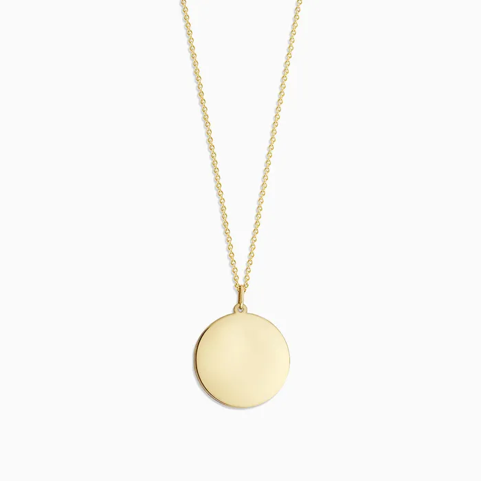 Sandy Steven Engravers Necklaces Engravable 78 inch 14k Yellow Gold Disc Charm Necklace with Cable Chain Sandy Steven Engravers Necklaces Engravable 78 inch 14k Yellow Gold Disc Charm Necklace with Cable Chain