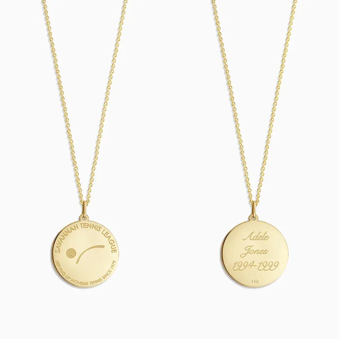 Sandy Steven Engravers Necklaces Engravable 78 inch 14k Yellow Gold Disc Charm Necklace with Cable Chain