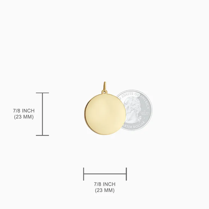 Sandy Steven Engravers Necklaces Engravable 78 inch 14k Yellow Gold Disc Charm Necklace with Cable Chain