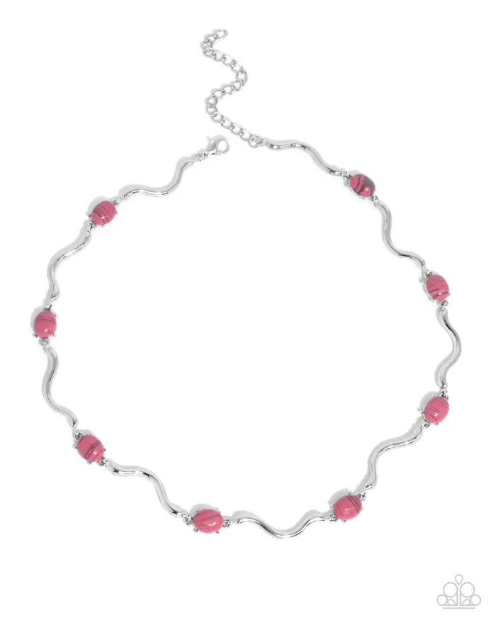 Striped Season Pink Necklace Jewelry by Bretta Paparazzi Accessories Necklaces