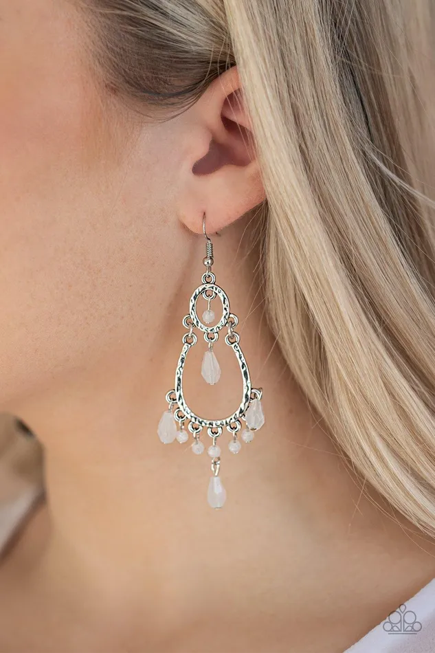 Summer Sorbet White Earrings Jewelry by Bretta Paparazzi Accessories Earrings