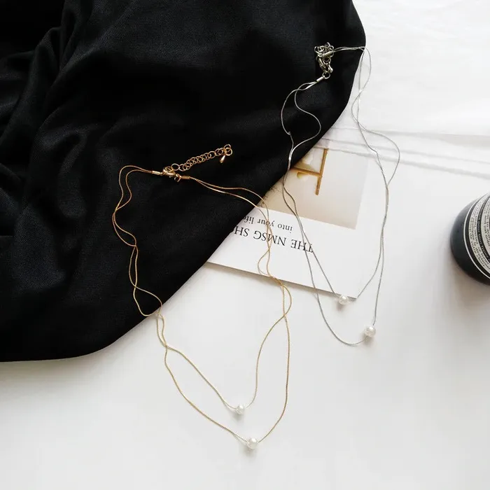 UrbanVinta Necklaces Delicate Layered Pearl Necklace UrbanVinta Necklaces Delicate Layered Pearl Necklace