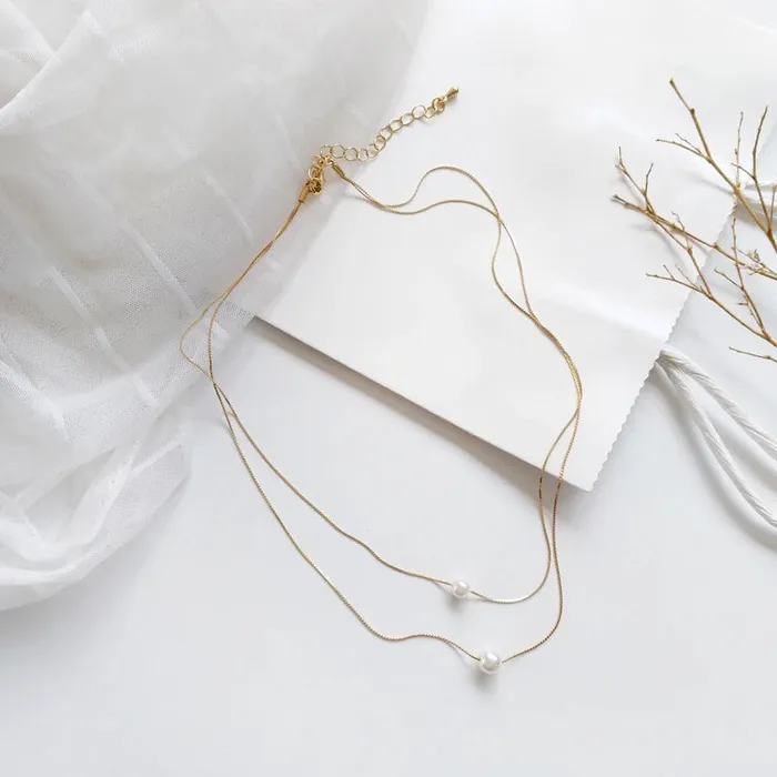 UrbanVinta Necklaces Delicate Layered Pearl Necklace UrbanVinta Necklaces Delicate Layered Pearl Necklace