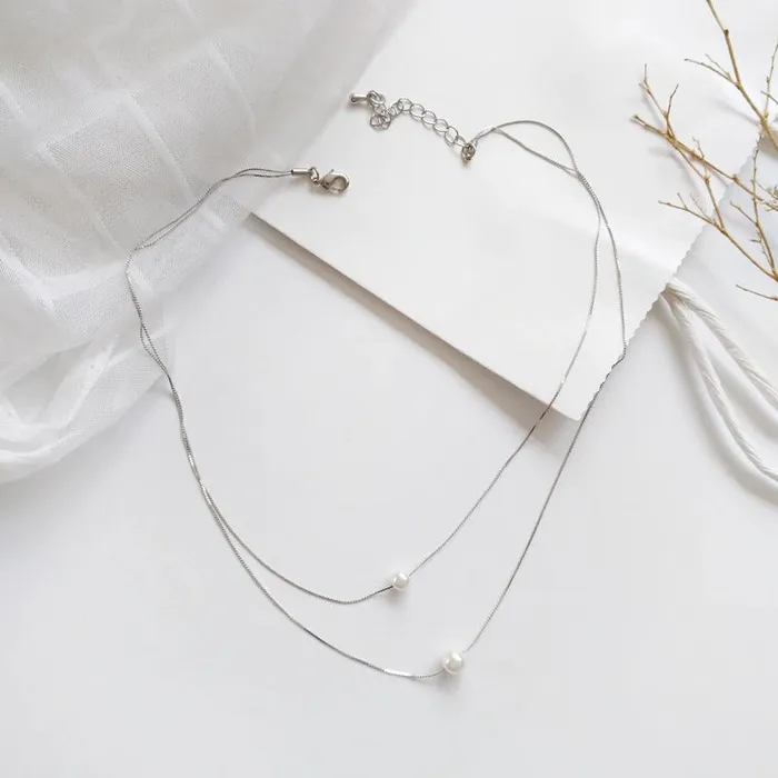 UrbanVinta Necklaces Delicate Layered Pearl Necklace UrbanVinta Necklaces Delicate Layered Pearl Necklace