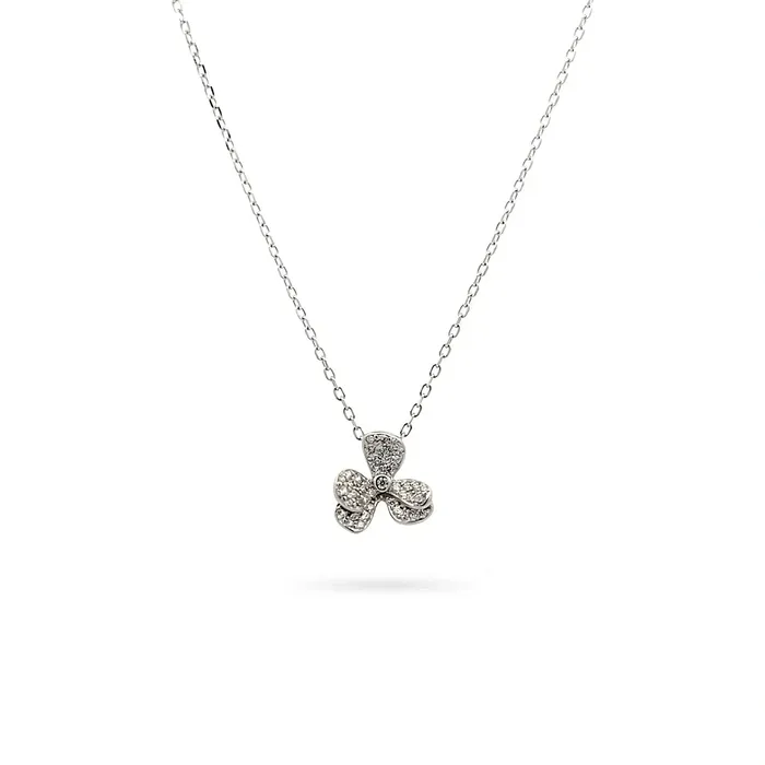 Womens silver necklace Senso Silver with flower pendant and crystals Senso Silver Necklaces Womens silver necklace Senso Silver with flower pendant and crystals Senso Silver Necklaces