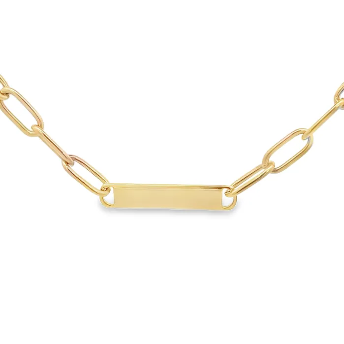 YaninaCo Jewelry Necklaces ID Bar on Paperclip Chain Necklace