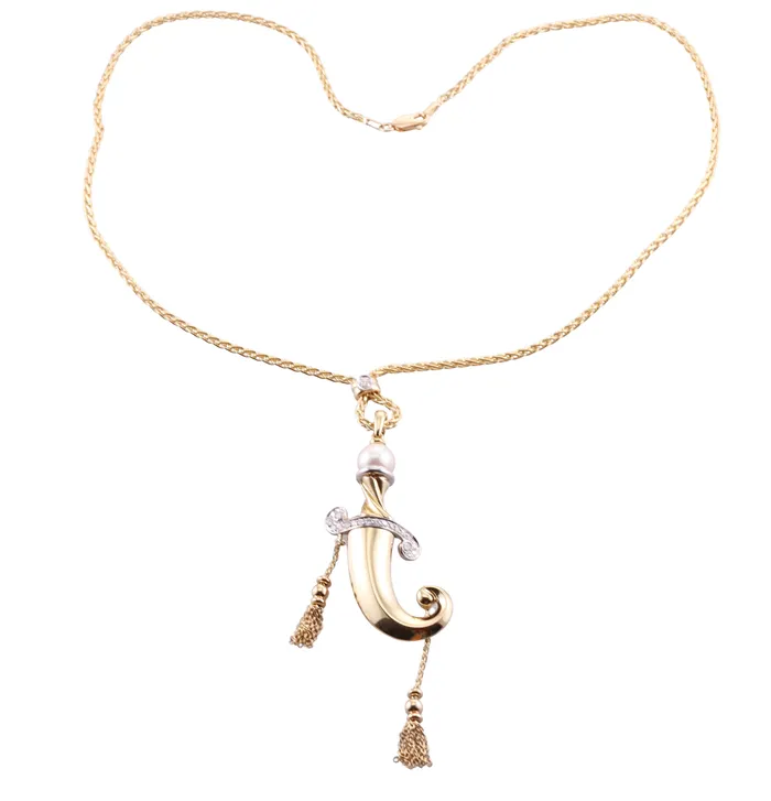 Zydo Diamond Pearl Gold Pendant Necklace Zydo Necklaces