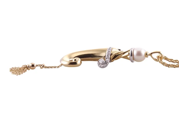 Zydo Diamond Pearl Gold Pendant Necklace Zydo Necklaces