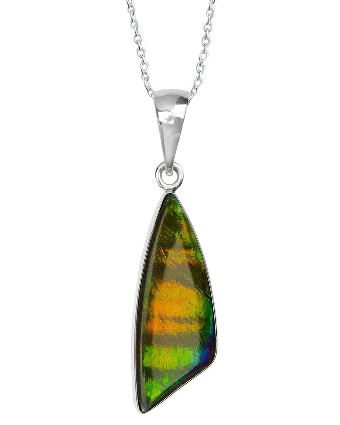 1150 Ct Ammolite 925 Sterling Silver Necklace Pendant Jewelry YoTreasure Necklaces