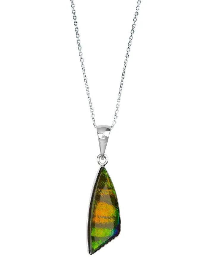 1150 Ct Ammolite 925 Sterling Silver Necklace Pendant Jewelry YoTreasure Necklaces