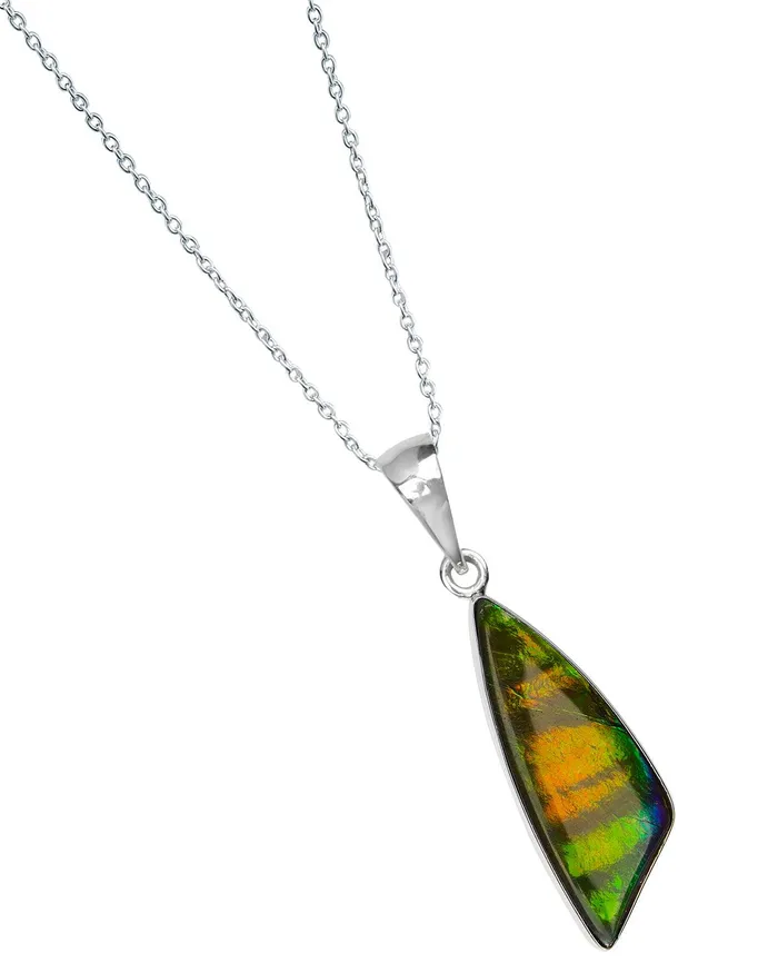 1150 Ct Ammolite 925 Sterling Silver Necklace Pendant Jewelry YoTreasure Necklaces
