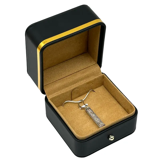 3 x 3 Black Leatherette with Gold Trim Pendant Jewelry Box JPIDisplay Necklaces 3 x 3 Black Leatherette with Gold Trim Pendant Jewelry Box JPIDisplay Necklaces