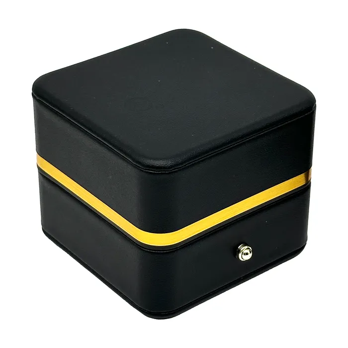 3 x 3 Black Leatherette with Gold Trim Pendant Jewelry Box JPIDisplay Necklaces 3 x 3 Black Leatherette with Gold Trim Pendant Jewelry Box JPIDisplay Necklaces