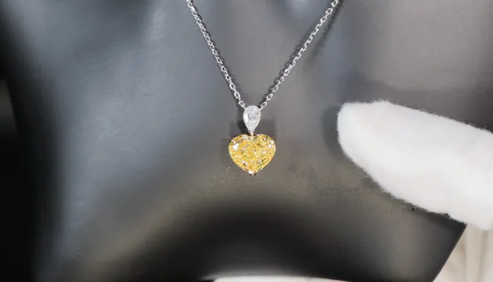 50ct Yellow Diamond Heart Pendant Yellow Heart Cut Diamond Pendant Lab Diamonds London Necklaces