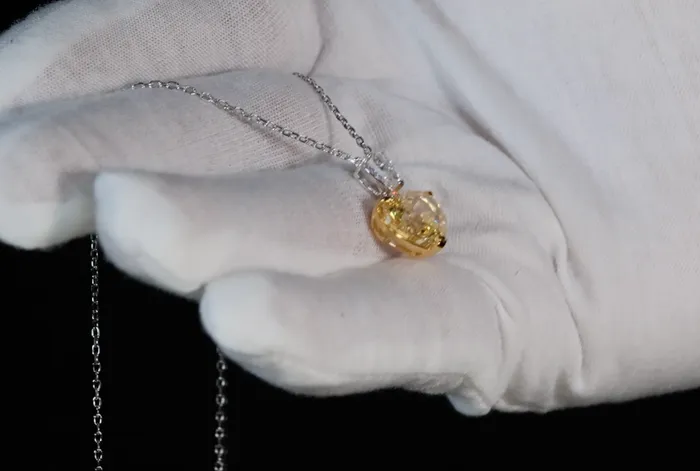 50ct Yellow Diamond Heart Pendant Yellow Heart Cut Diamond Pendant Lab Diamonds London Necklaces