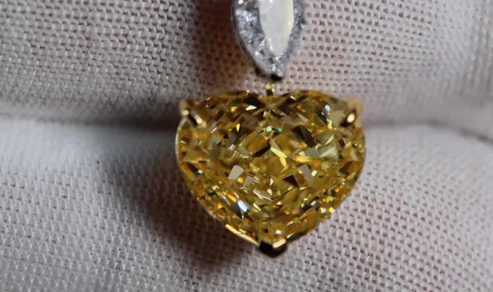 50ct Yellow Diamond Heart Pendant Yellow Heart Cut Diamond Pendant Lab Diamonds London Necklaces