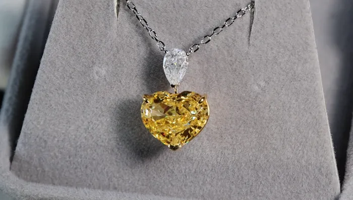 50ct Yellow Diamond Heart Pendant Yellow Heart Cut Diamond Pendant Lab Diamonds London Necklaces