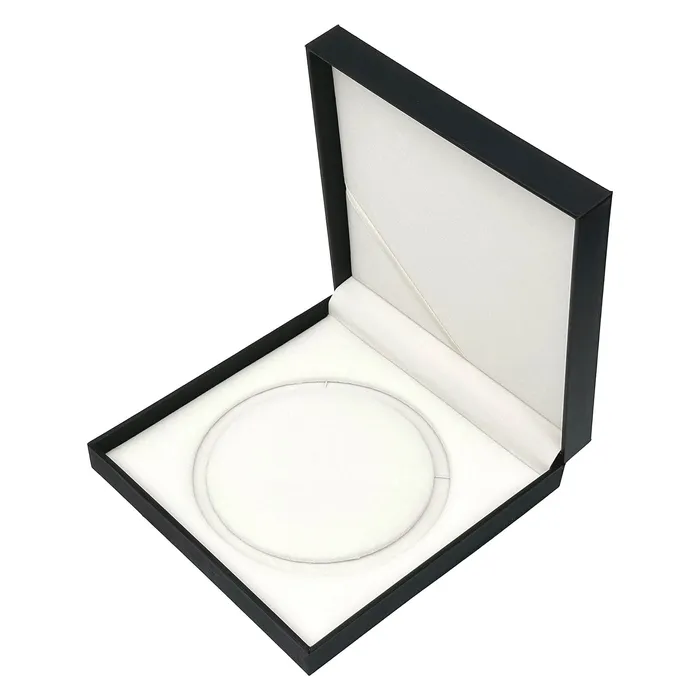 7 12 x 7 12 Deluxe Black Leatherette Silk Grain Necklace Jewelry Box JPIDisplay Necklaces