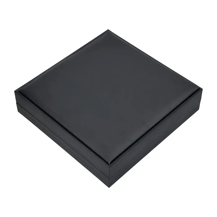 7 12 x 7 12 Deluxe Black Leatherette Silk Grain Necklace Jewelry Box JPIDisplay Necklaces 7 12 x 7 12 Deluxe Black Leatherette Silk Grain Necklace Jewelry Box JPIDisplay Necklaces