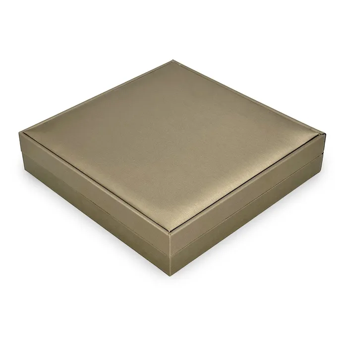 75 x 75 Deluxe Dark Tan Silk Wrapped Necklace Box JPIDisplay Necklaces 75 x 75 Deluxe Dark Tan Silk Wrapped Necklace Box JPIDisplay Necklaces