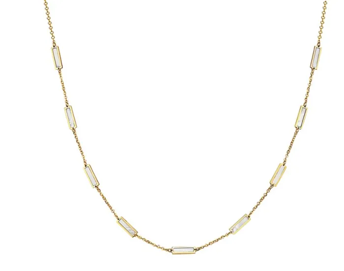 AN Necklaces 14k Yellow Gold Mother of Pearl Station Necklace I7769