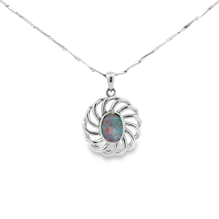 Australian Opal Cutters Australian Opal Doublet Pendant set in Sterling Silver Necklaces