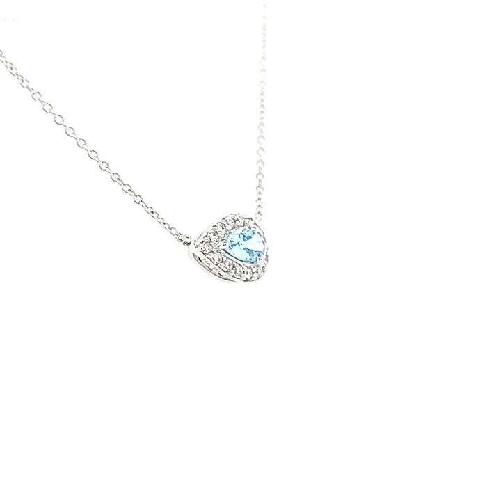 Bassali Necklaces 14k White Gold OffSet Pear Shaped Aquamarine Necklace I6554